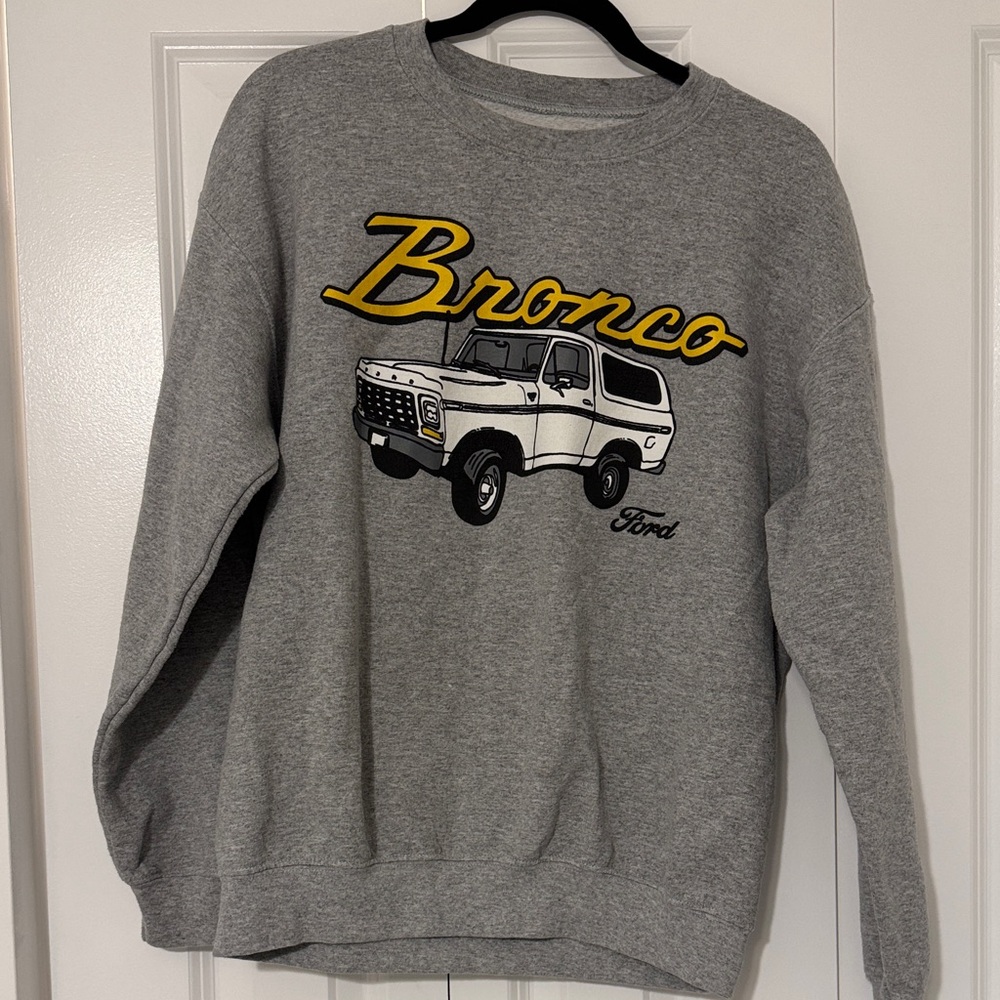 Ford Bronco Graphic Gray Crewneck Sweater